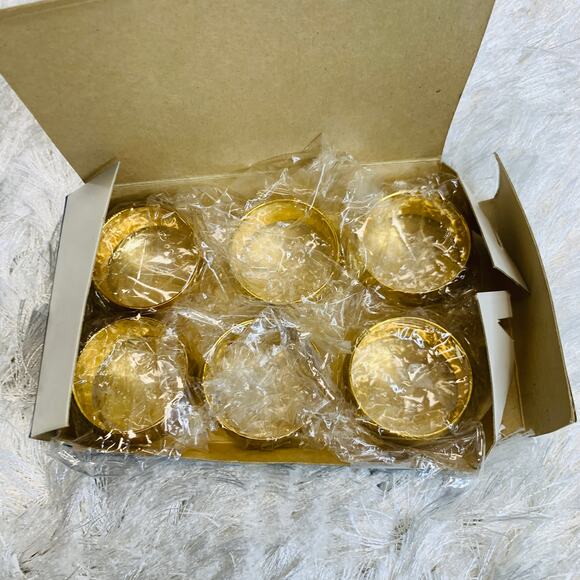 Gold Plated New in Package Napkin Rings Shiny Set of 6 - Picture 2 of 3